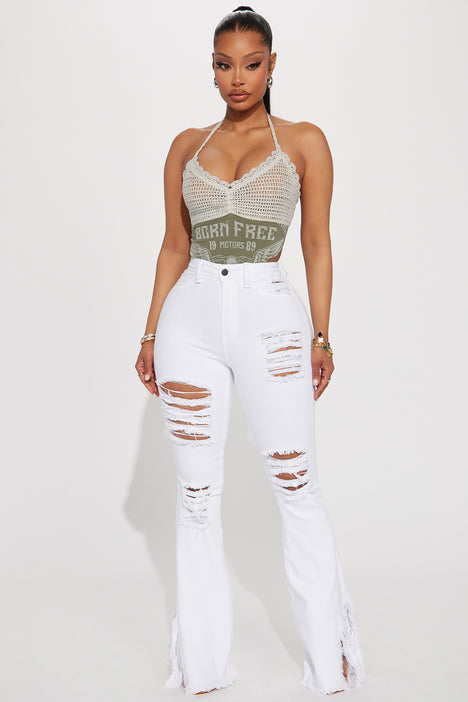 Fashion nova white high waisted jeans on sale
