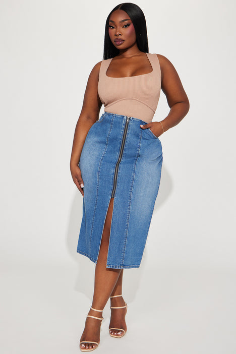 Plus size midi skirt hotsell with zipper