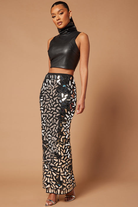 Sequin maxi deals skirt black