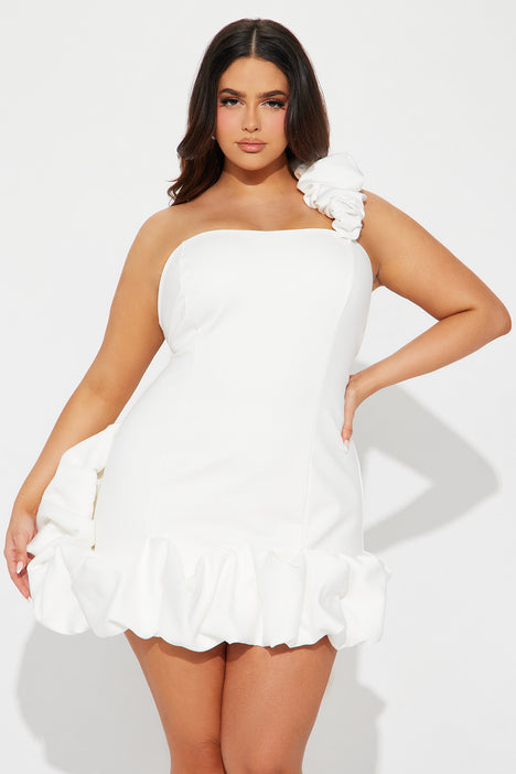 White ruffle hot sale dress fashion nova