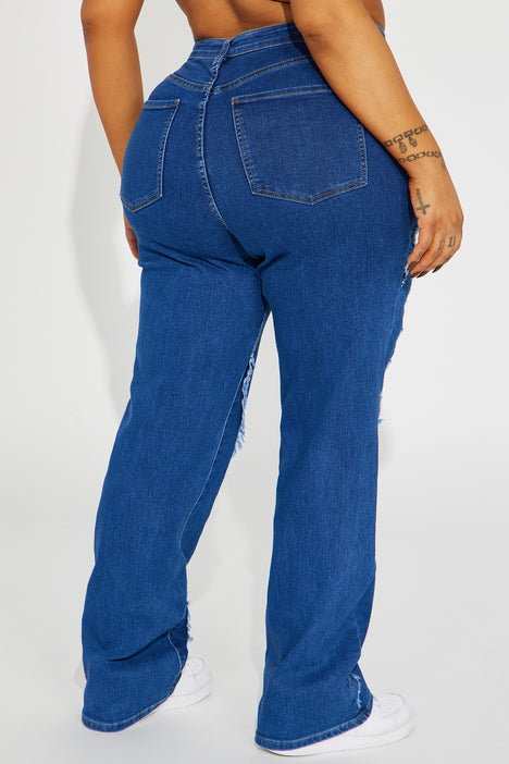 2024 Washed Push Up Flare Leg Jeans Blue S in Jeans Online Store