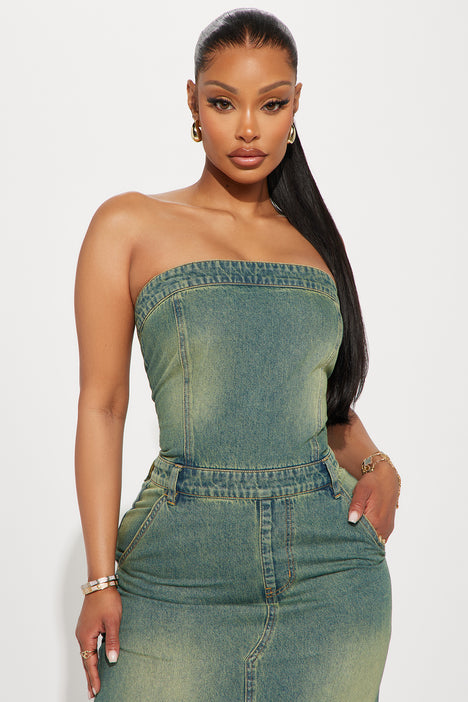 Lia Denim Midi Dress Medium Wash
