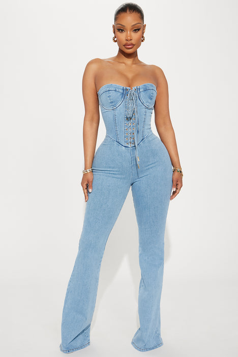 Fashion nova outlet denim jumpsuit