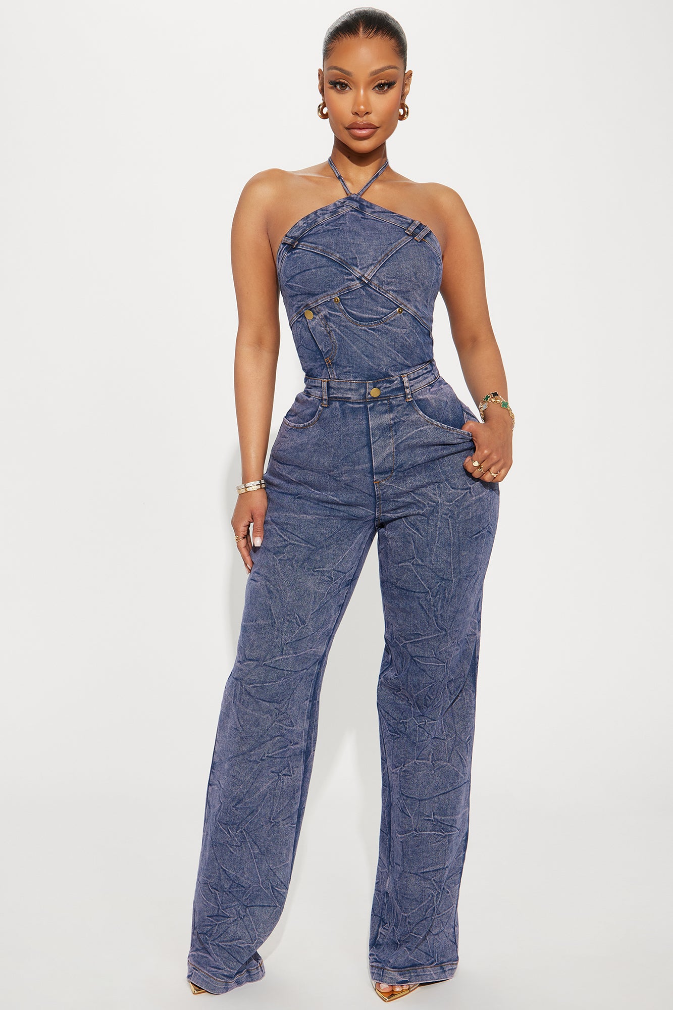 New Era Denim Jumpsuit Purple