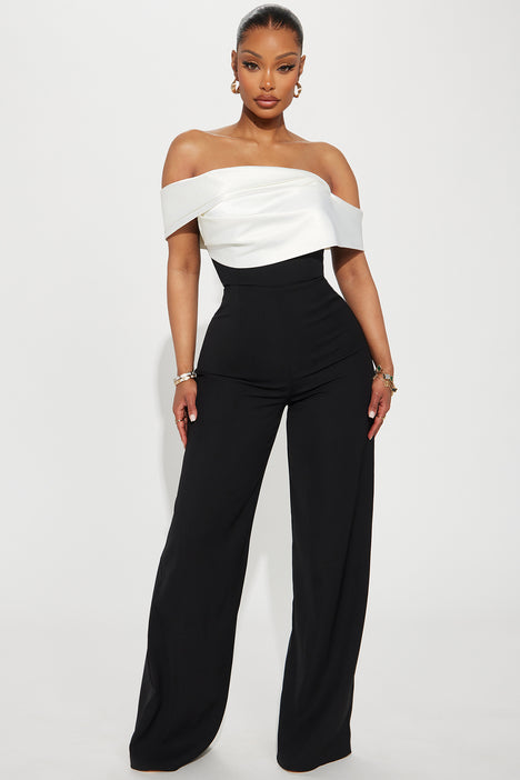 Be Yourself Jumpsuit Black White Fashion Nova Jumpsuits