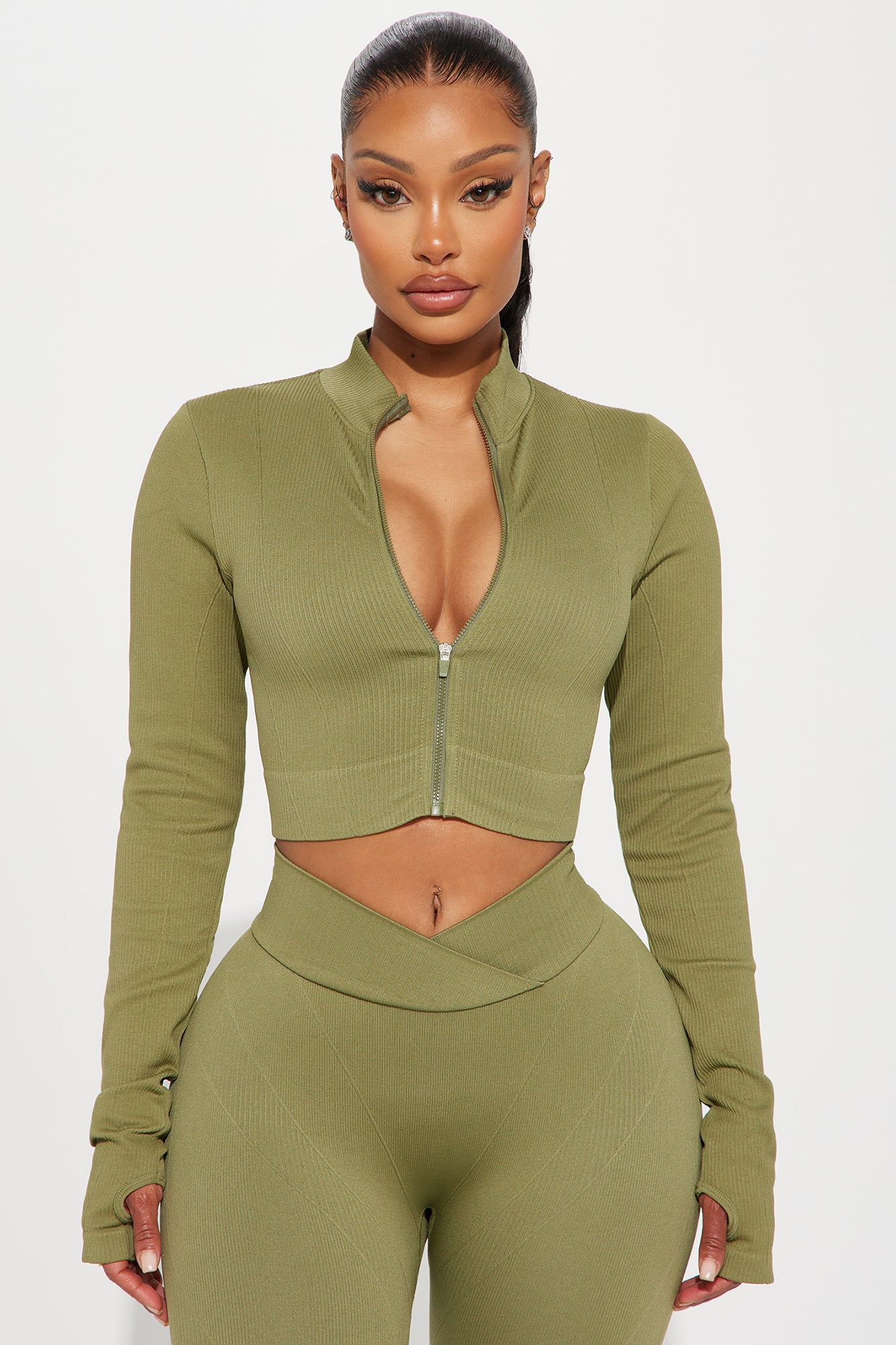 Gianna Seamless Active Jacket Olive Fashion Nova Nova Sport