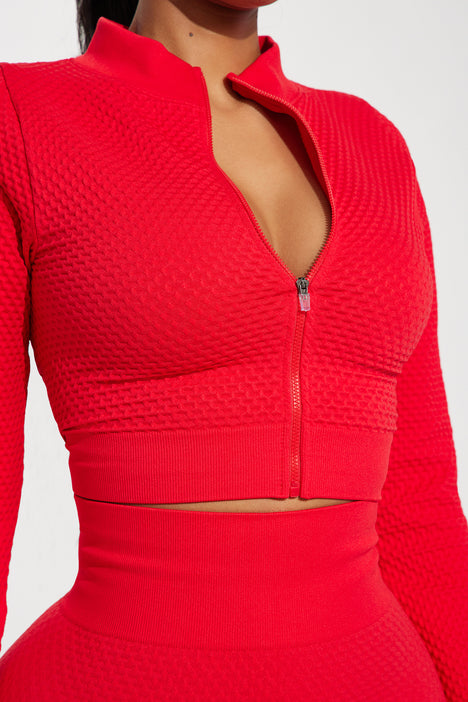 Good Form Textured Seamless Active Jacket - Red