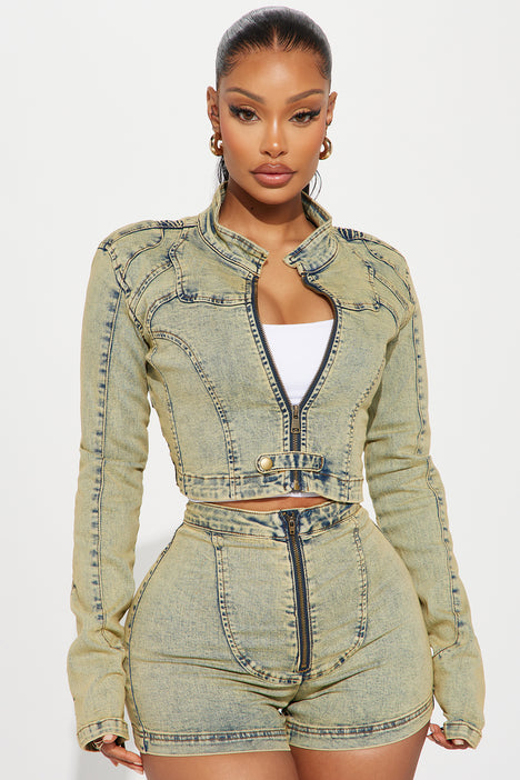 Make It Happen Moto Denim Jacket Vintage Wash Fashion Nova