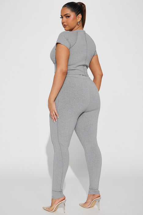 Lacey Snatched Legging Set - Heather Grey
