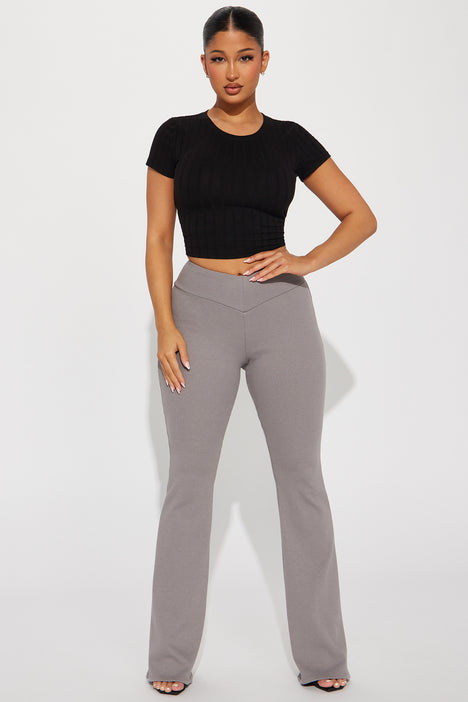 Love To Be Me V-Waist Flare Pant - Grey