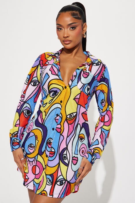 Multicolor shirt dress online