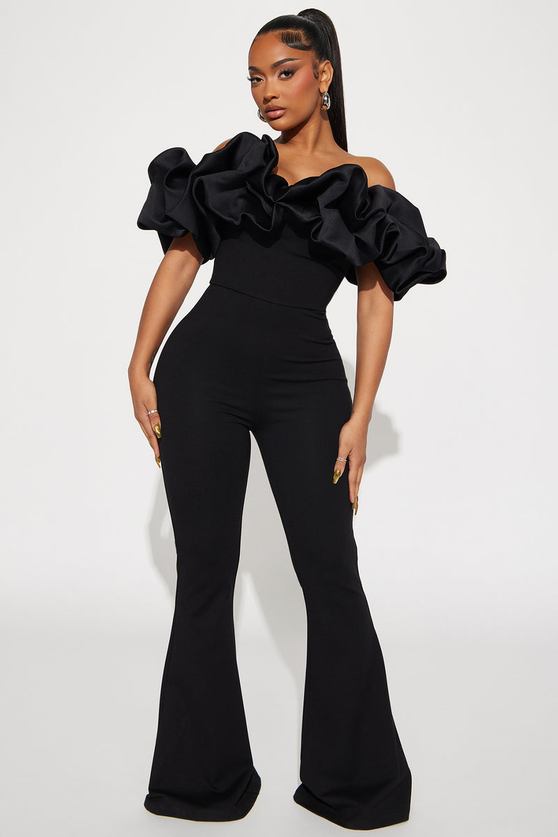 Ruffle Affair Jumpsuit Black Fashion Nova, Jumpsuits Fashion Nova