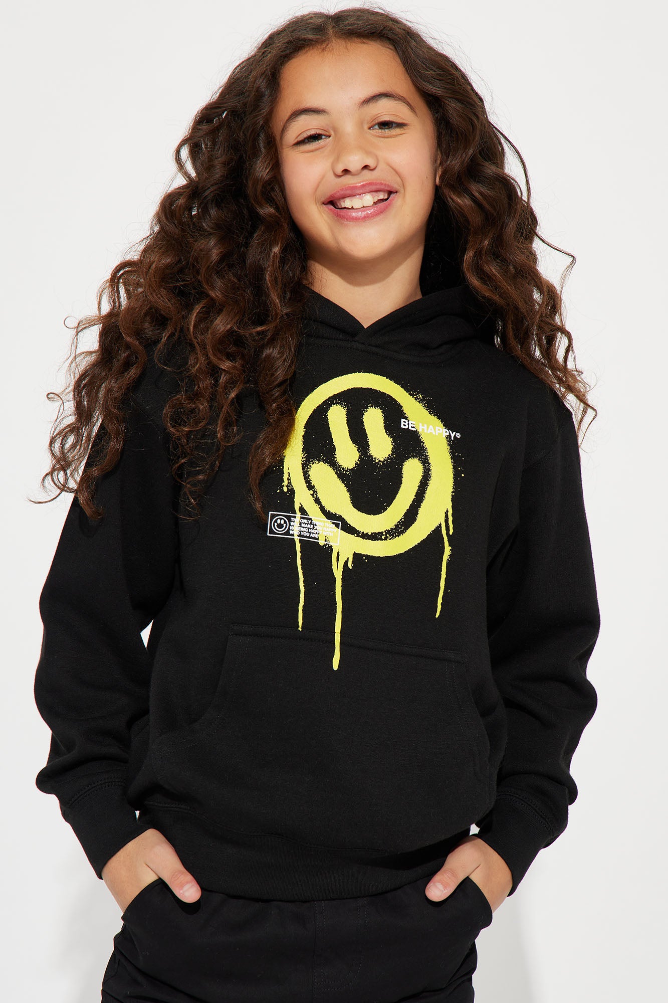 Smiley face hoodie sale black