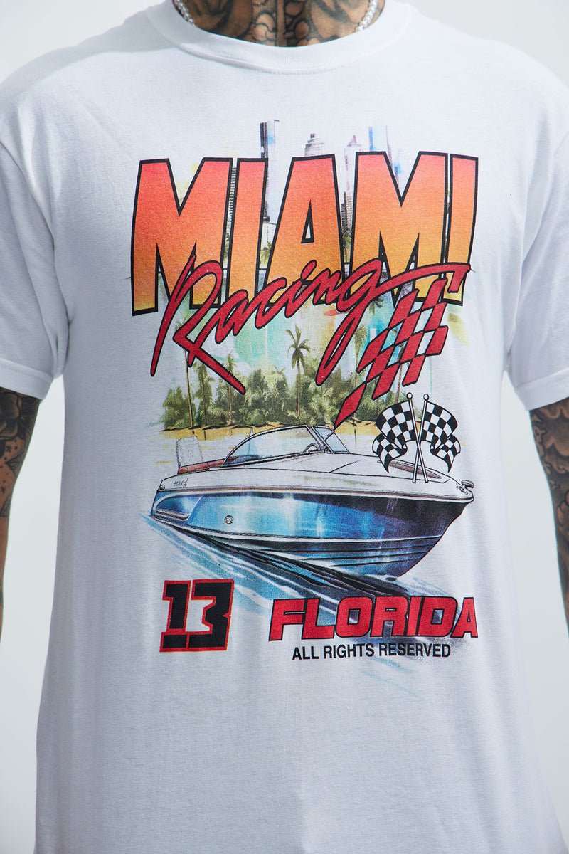 Miami Racing Short Sleeve Tee - White | Fashion Nova, Mens Graphic Tees ...
