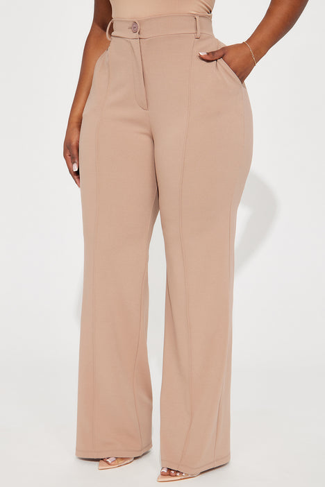 Hooever Womens Casual High Waisted Wide Leg Pants Button Up Straight Leg  Trousers (Apricot, X-Small) at Amazon Women's Clothing store