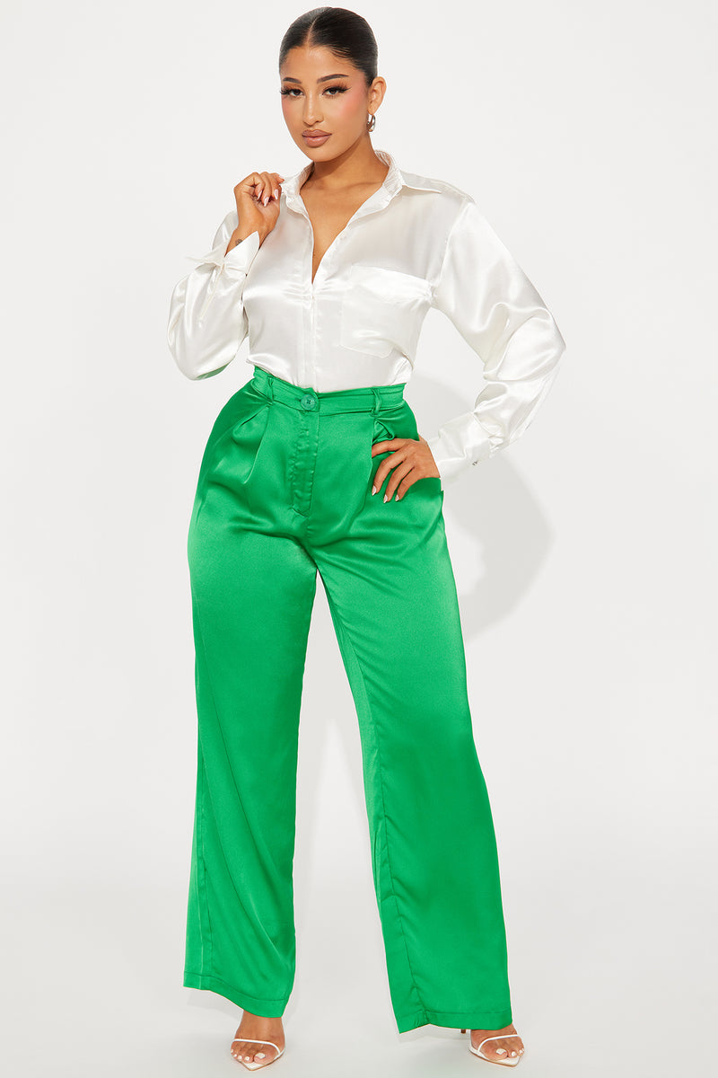 Trinity Satin Trouser - Kelly Green | Fashion Nova, Pants | Fashion Nova