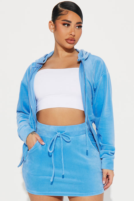 Velour skirt and hoodie set outlet