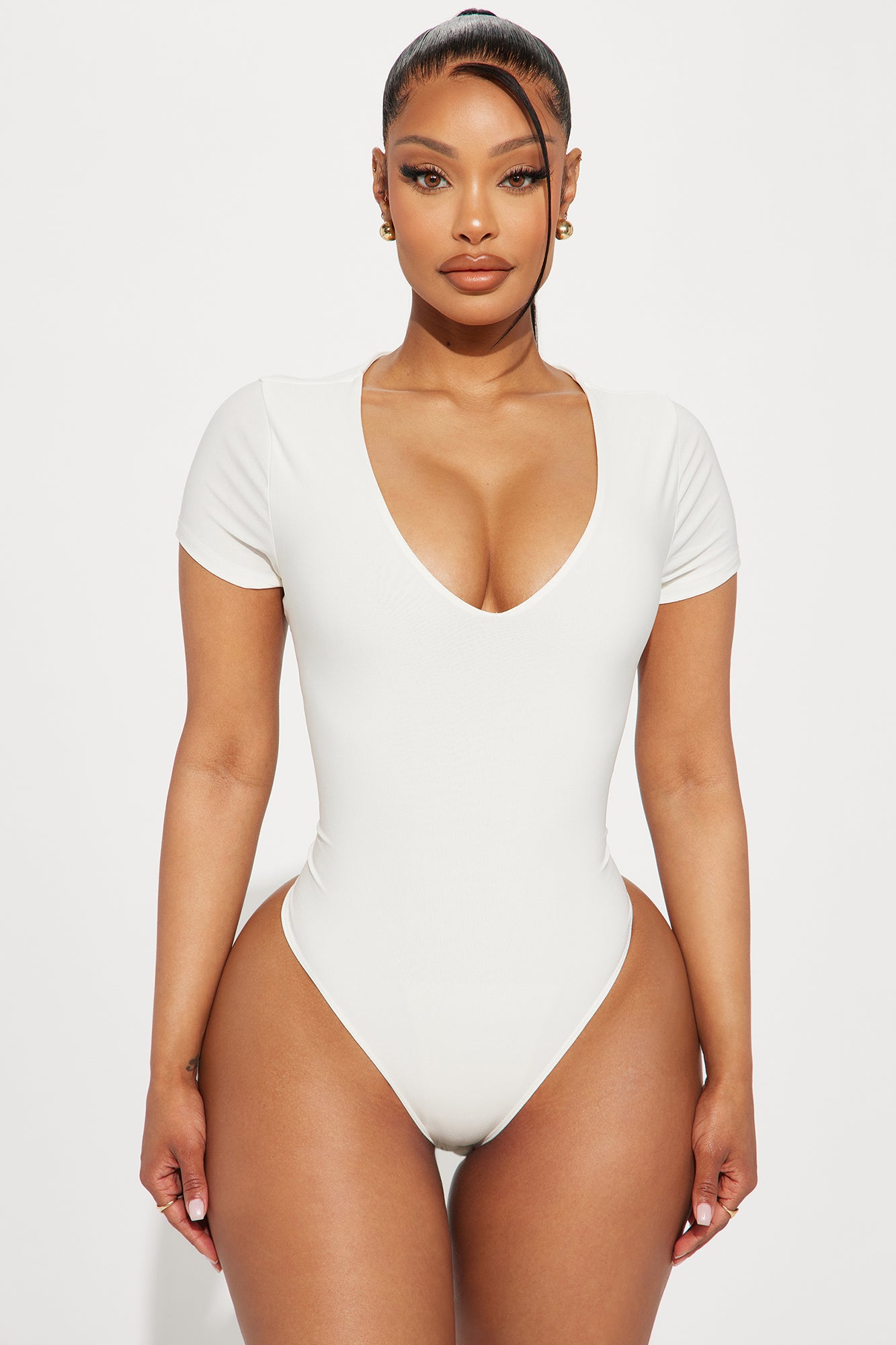 Marisol Plunge Neck Bodysuit - Off White