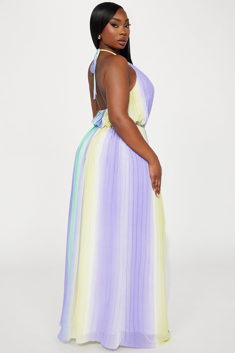 Rainbow chiffon shop maxi dress