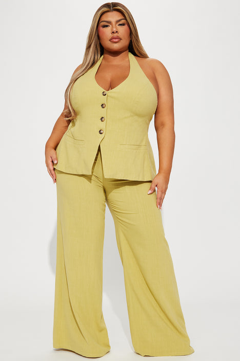 Cece Linen Pant Set Chartreuse Fashion Nova Matching Sets