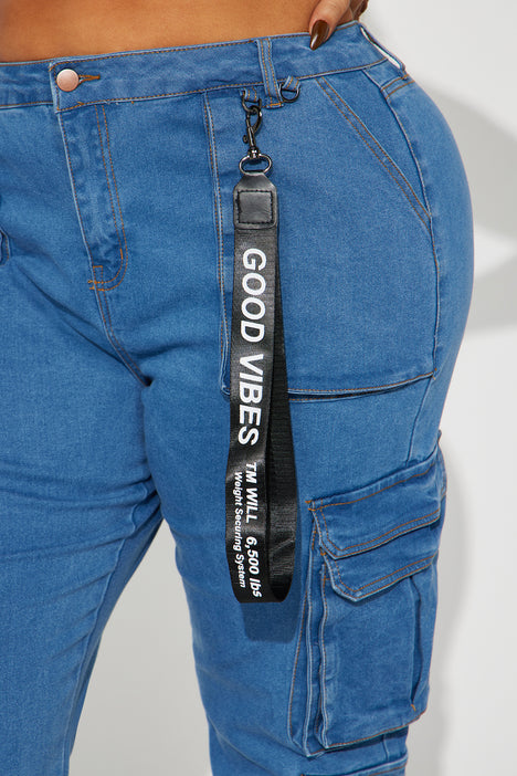 Good Vibes Always Denim Joggers Blue Fashion Nova Jeans