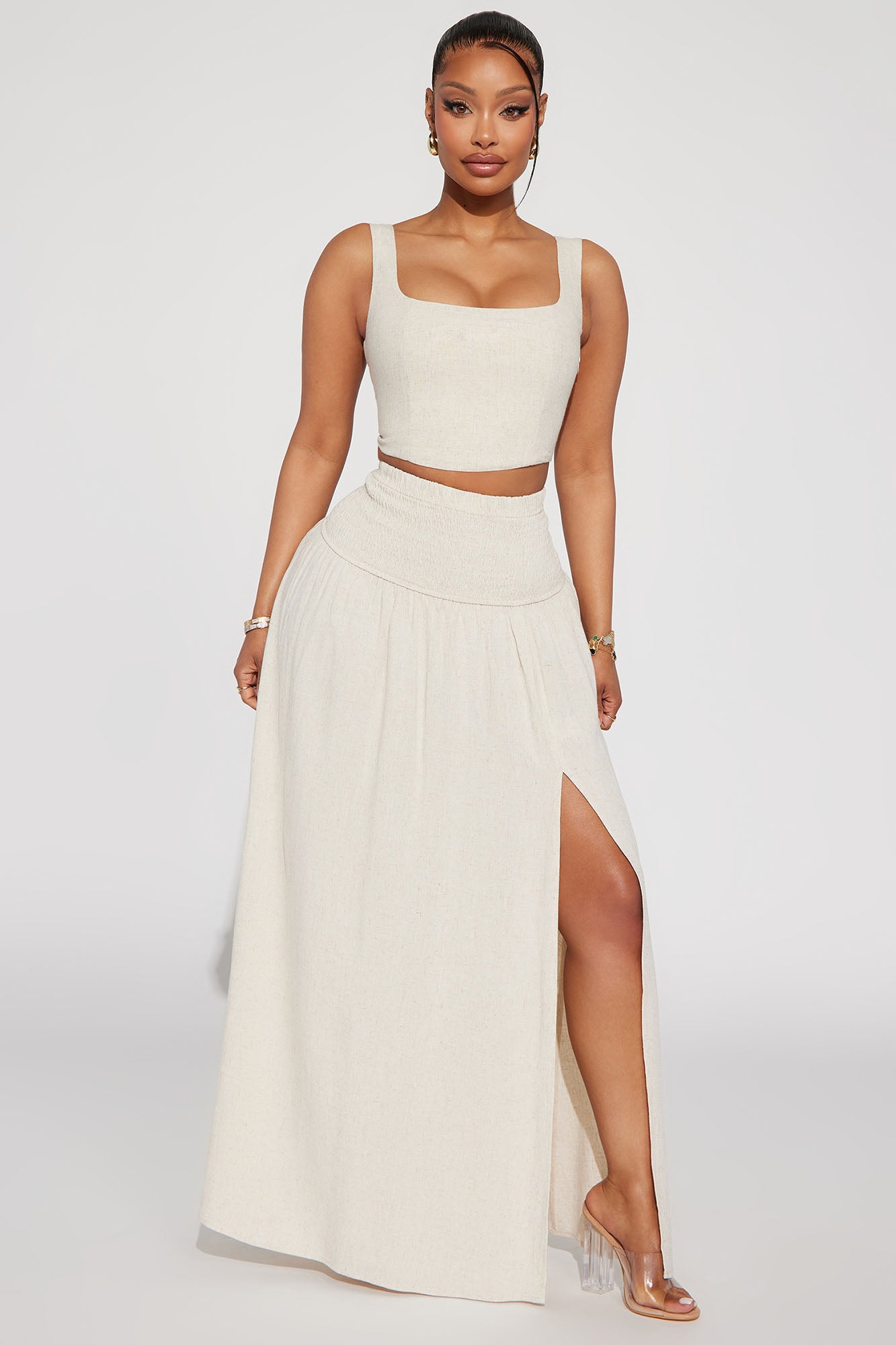 Tan online maxi skirt