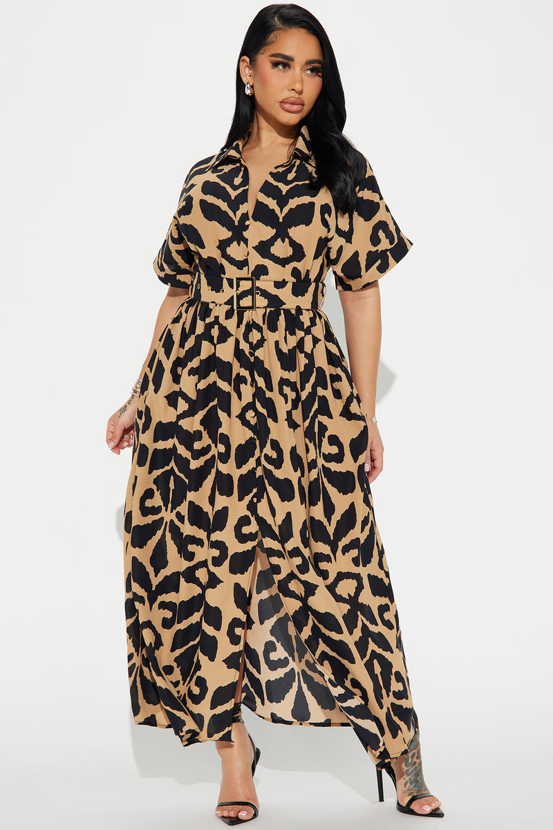 Sahara Short Sleeve Maxi Dress - Brown/combo | Fashion Nova, Dresses ...