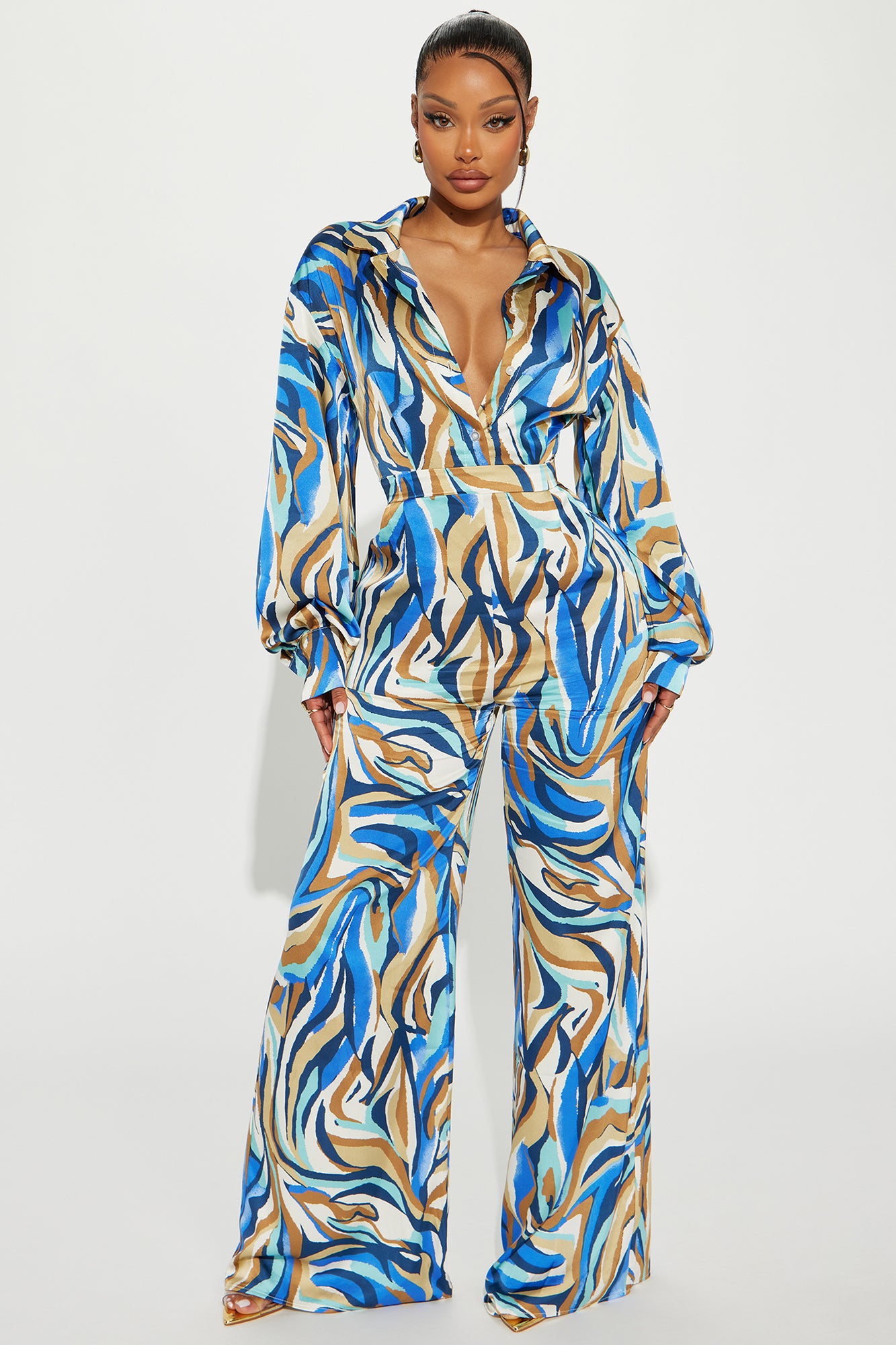 Blue 2024 satin jumpsuit