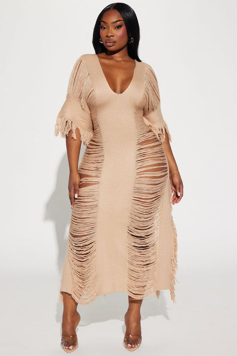 Beige dress fashion nova online