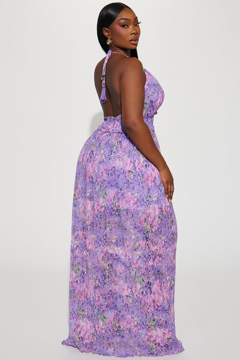 Lavender chiffon maxi dress top