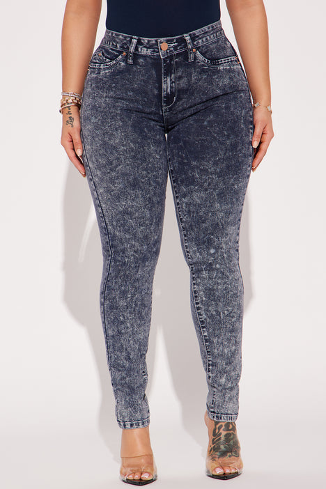 Got You On Lockdown Skinny Jeans Acid Wash Denim