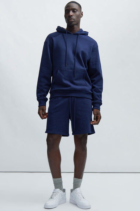 Grey and navy store blue hoodie