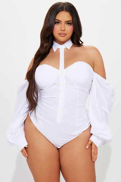 Down To Business Poplin Bodysuit White