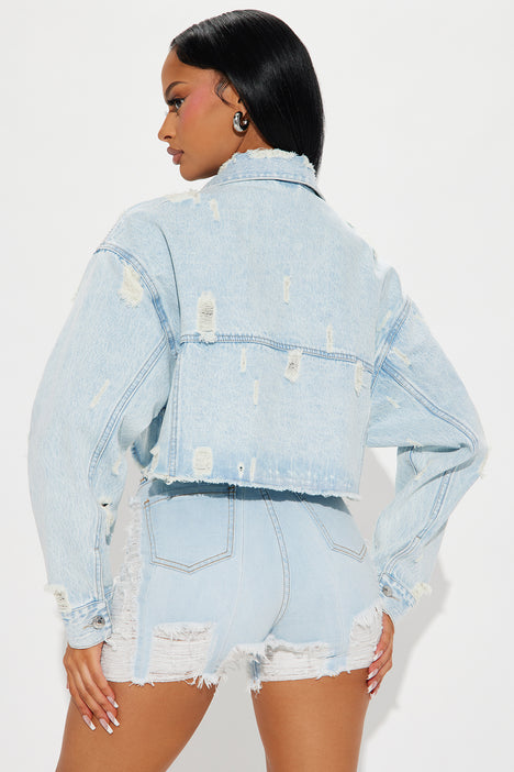 ジャケット・アウター no mass prod Cropped denim flight jacket no mass prod Cropped denim flight jacket