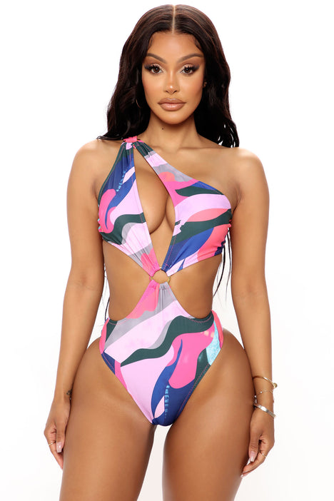Officially Summer Cutout One Piece Swimsuit Pink combo