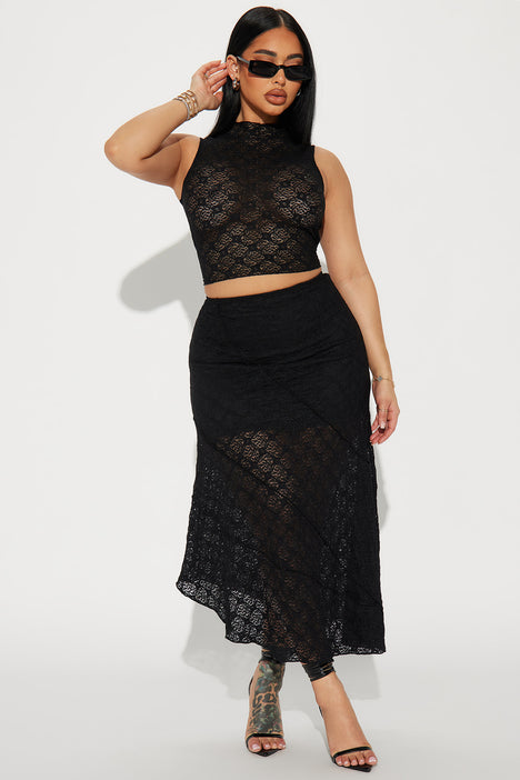 Fashion nova sales black lace skirt