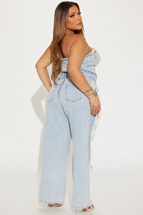 Fashion nova sales blue jean jumpsuit