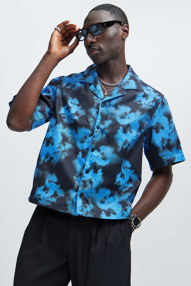 Blue Flame Shirt - Blue/combo | Fashion Nova, Mens Shirts | Fashion Nova