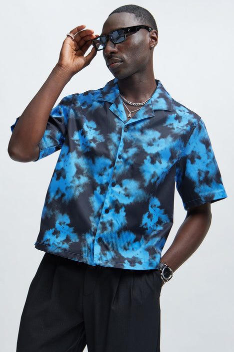 Blue Flame Shirt Blue combo Fashion Nova Mens Shirts