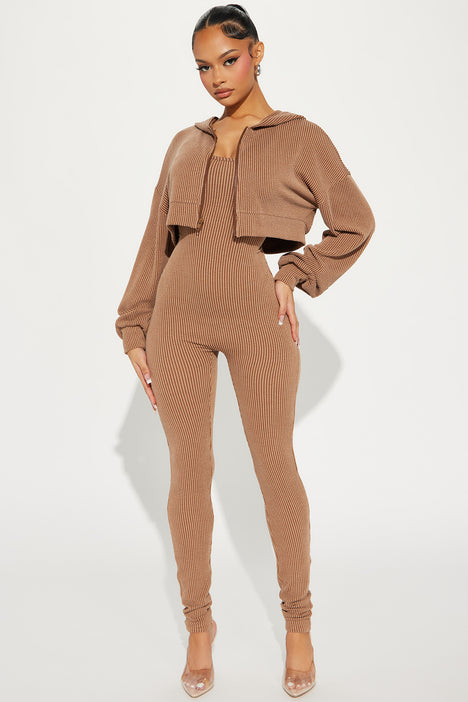 Savannah 2 Piece Jumpsuit Set Chestnut