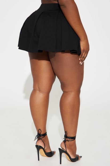 Plus size pleated micro top mini skirt
