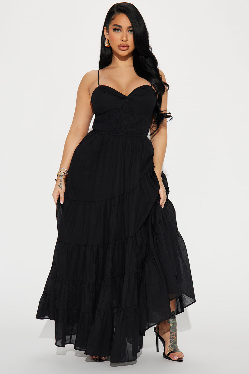 Everly Tiered Maxi Dress - Black | Fashion Nova, Dresses | Fashion Nova