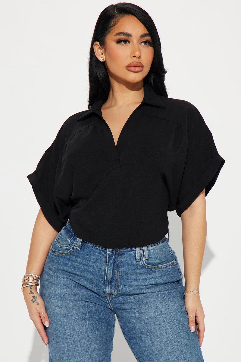 Breezy Day Blouse Top Black Fashion Nova, Shirts & Blouses