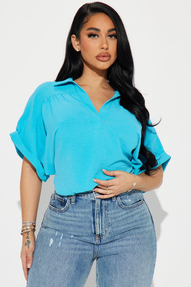 Breezy Day Blouse Top Aqua Fashion Nova, Shirts & Blouses Fashion