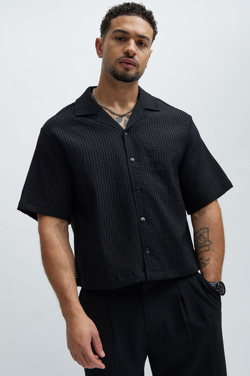 Michael Textured Cropped Shirt - Black | Fashion Nova, Mens Shirts ...