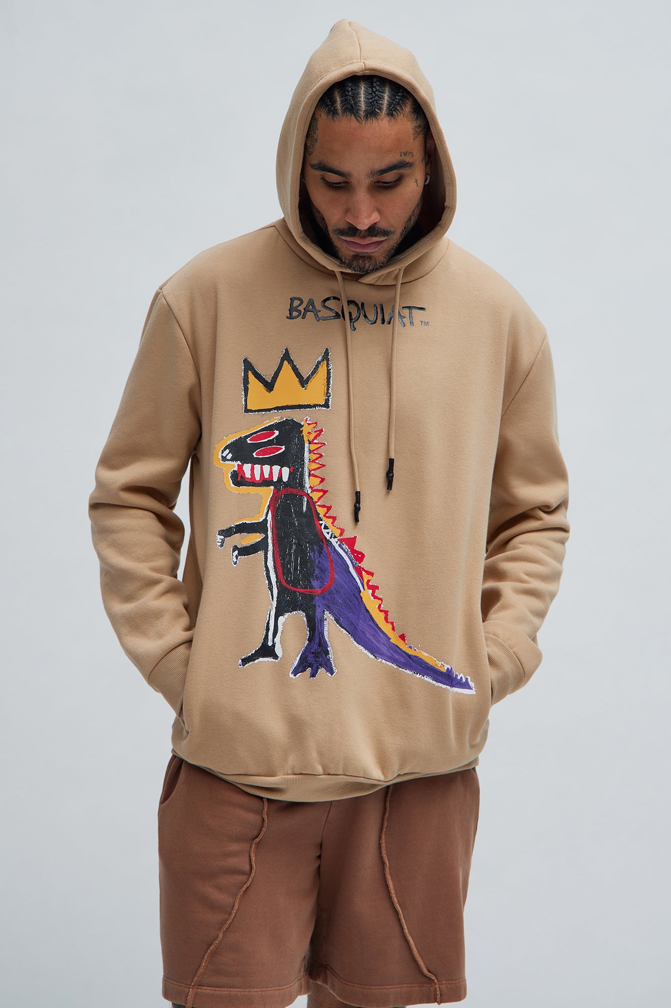 Basquiat Dinosaur Hoodie Khaki