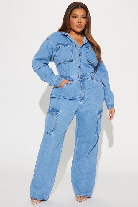 Dakota Denim Jumpsuit - Denim, Fashion Nova, Jumpsuits, jumpsuit jeans 