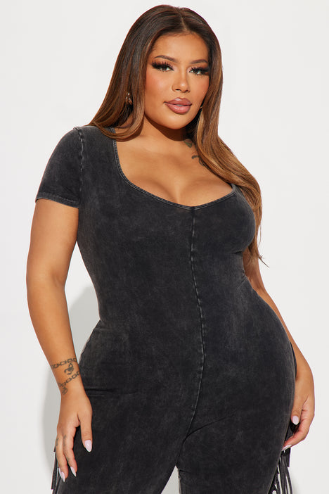 Carry Me Higher Fringe Jumpsuit Black Fashion Nova Jumpsuits