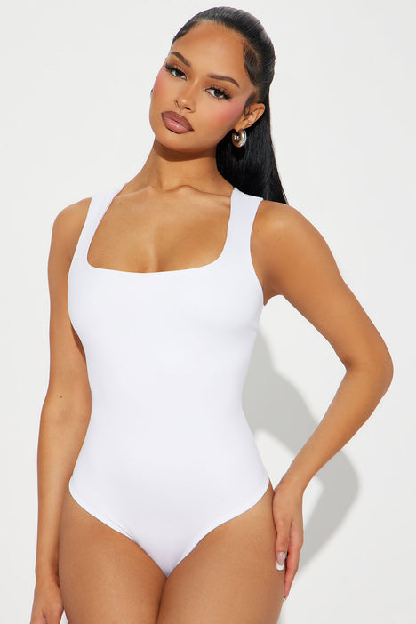 So Relatable Seamless Bodysuit - White, Fashion Nova, Bodysuits