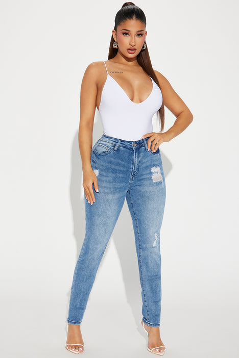 Doing It Justice Stretch Ripped Skinny Jeans Dark Wash